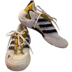 Adidas Size 8.5 Adiprene Tennis Shoes Gold White Blue Sneakers Athletic Vintage