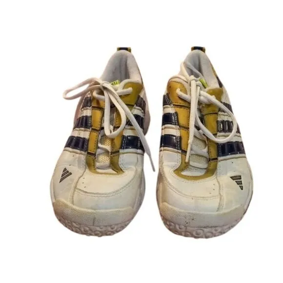 Adidas Size 8.5 Adiprene Tennis Shoes Gold White Blue Sneakers Athletic Vintage