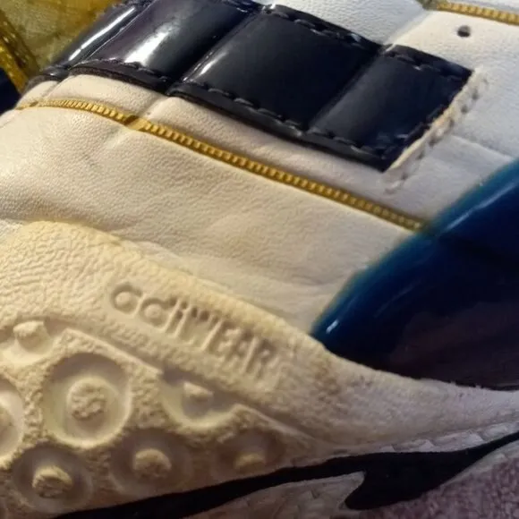 Adidas Size 8.5 Adiprene Tennis Shoes Gold White Blue Sneakers Athletic Vintage
