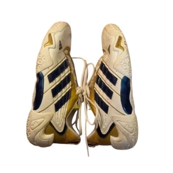 Adidas Size 8.5 Adiprene Tennis Shoes Gold White Blue Sneakers Athletic Vintage