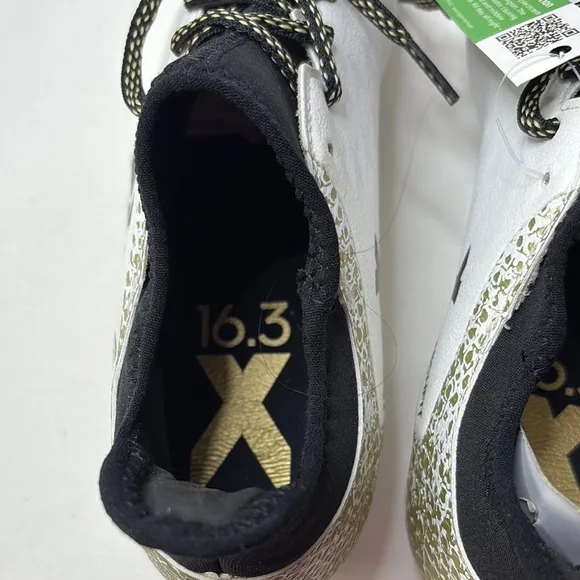 Adidas White and Gold Sneakers with Sock-Like Collar