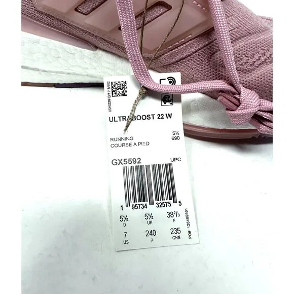 Adidas women's 7 UltraBoost 22 Running Shoes Sneakers GX5592 Mauve Pink NEW