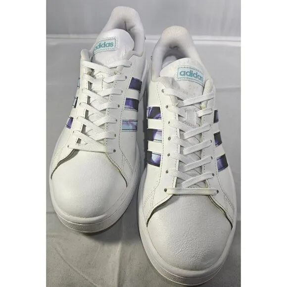 Adidas Women's Grand Court White/Purple Sneakers  Size 10