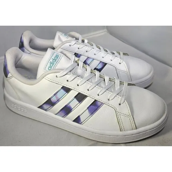 Adidas Women's Grand Court White/Purple Sneakers  Size 10