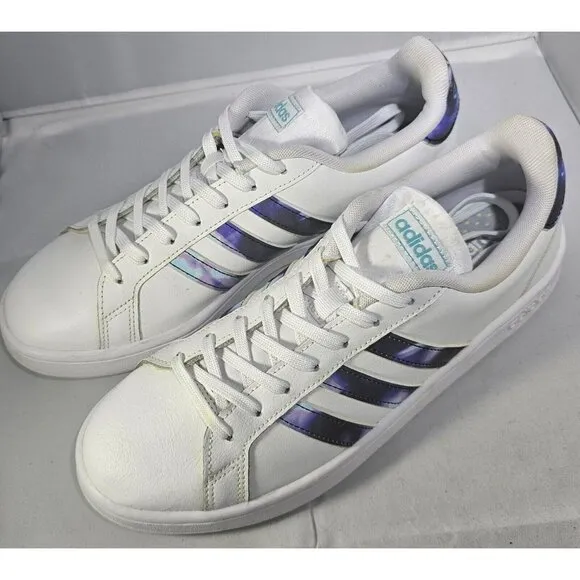 Adidas Women's Grand Court White/Purple Sneakers  Size 10