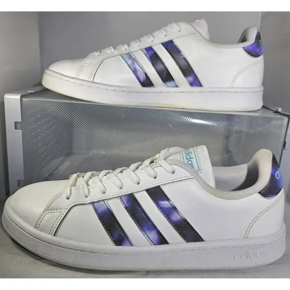 Adidas Women's Grand Court White/Purple Sneakers  Size 10