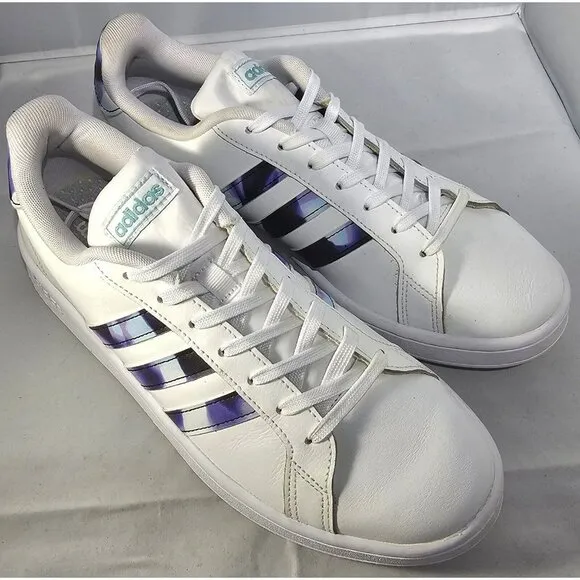Adidas Women's Grand Court White/Purple Sneakers  Size 10
