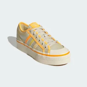 Adidas Women's Yellow Orange NIZZA PLATFORM Fashion Sneakers GX4607