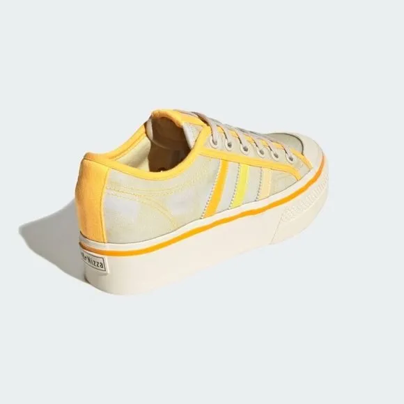 Adidas Women's Yellow Orange NIZZA PLATFORM Fashion Sneakers GX4607