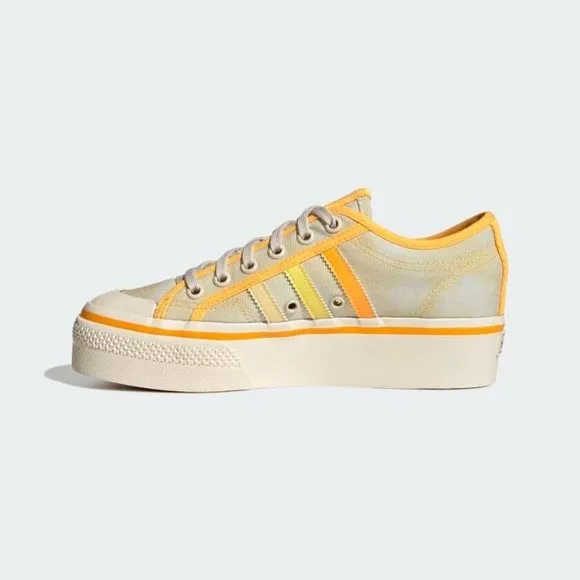 Adidas Women's Yellow Orange NIZZA PLATFORM Fashion Sneakers GX4607