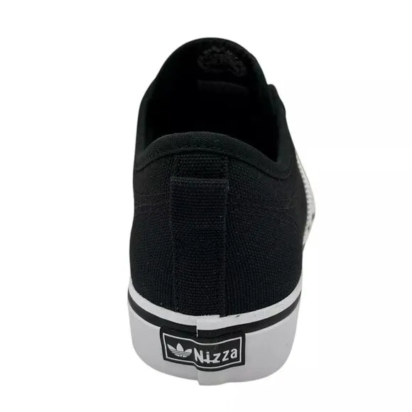 adidas Youth Boys Nizza Sneakers Size 5.5 Black White Canvas Vintage Hoops Style