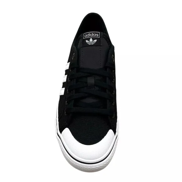 adidas Youth Boys Nizza Sneakers Size 5.5 Black White Canvas Vintage Hoops Style