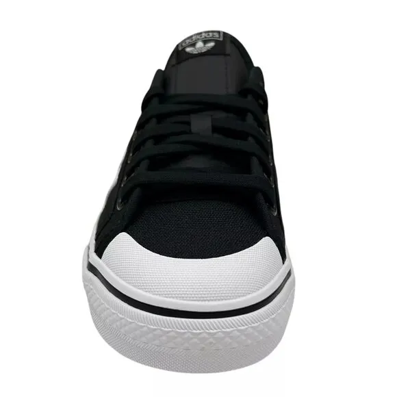 adidas Youth Boys Nizza Sneakers Size 5.5 Black White Canvas Vintage Hoops Style