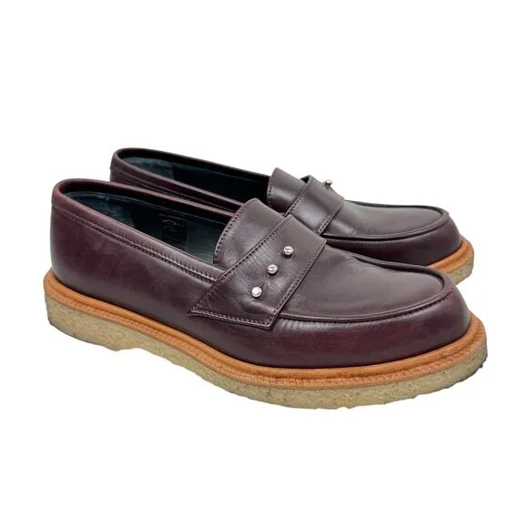 Adieu Paris Burgundy Leather Loafers