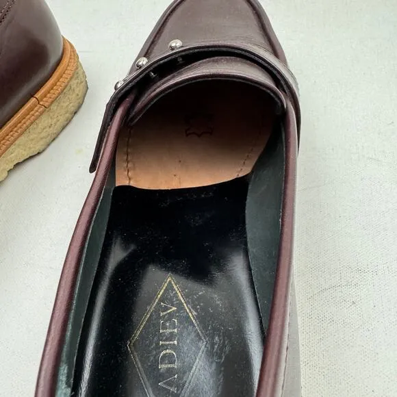 Adieu Paris Burgundy Leather Loafers