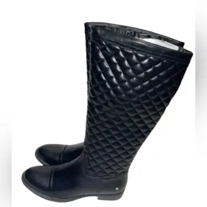 AEROSOLES ESTABLISH WIDE CALF RIDING BOOT WOMEN BLACK QUILTED SIZE 7  (NO BOX )