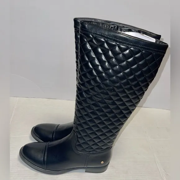 AEROSOLES ESTABLISH WIDE CALF RIDING BOOT WOMEN BLACK QUILTED SIZE 7  (NO BOX )