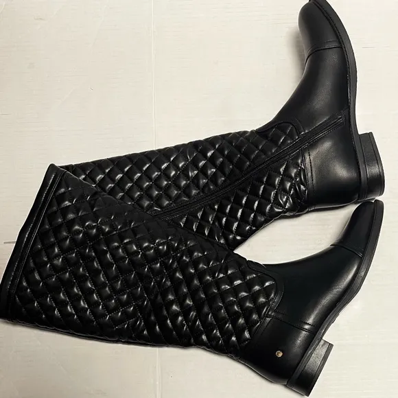 AEROSOLES ESTABLISH WIDE CALF RIDING BOOT WOMEN BLACK QUILTED SIZE 7  (NO BOX )