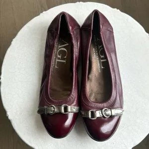 AGL ATILIO GIUSTI LEOMBRUNI Monika Ballerina Flats Leather Cap Toe Size EU 37.5