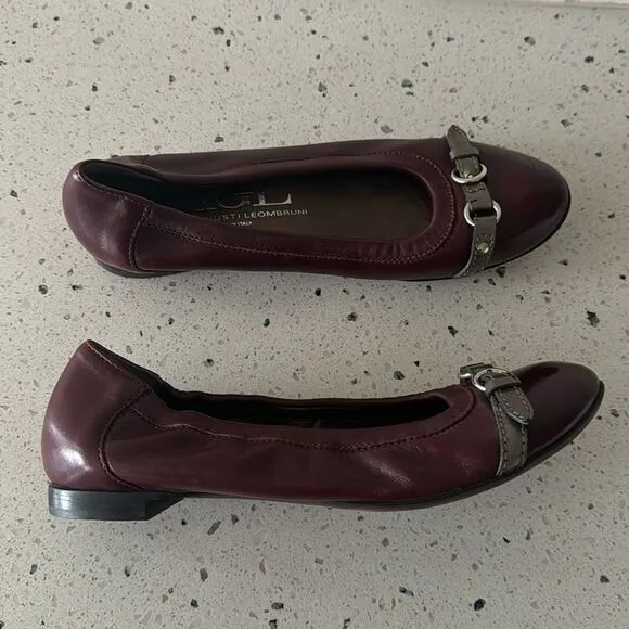 AGL ATILIO GIUSTI LEOMBRUNI Monika Ballerina Flats Leather Cap Toe Size EU 37.5