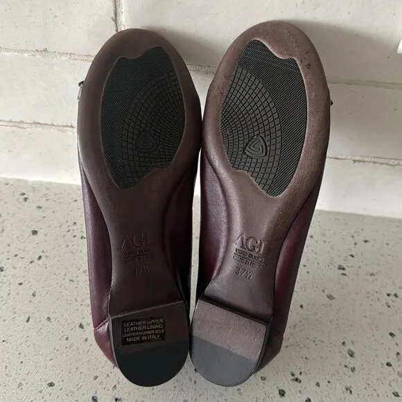 AGL ATILIO GIUSTI LEOMBRUNI Monika Ballerina Flats Leather Cap Toe Size EU 37.5
