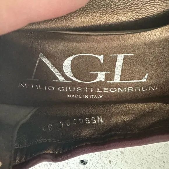 AGL ATILIO GIUSTI LEOMBRUNI Monika Ballerina Flats Leather Cap Toe Size EU 37.5