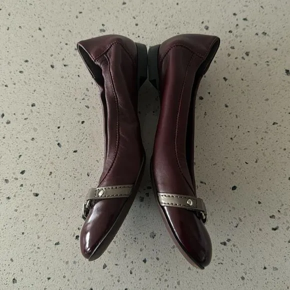 AGL ATILIO GIUSTI LEOMBRUNI Monika Ballerina Flats Leather Cap Toe Size EU 37.5