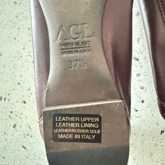 AGL ATILIO GIUSTI LEOMBRUNI Monika Ballerina Flats Leather Cap Toe Size EU 37.5