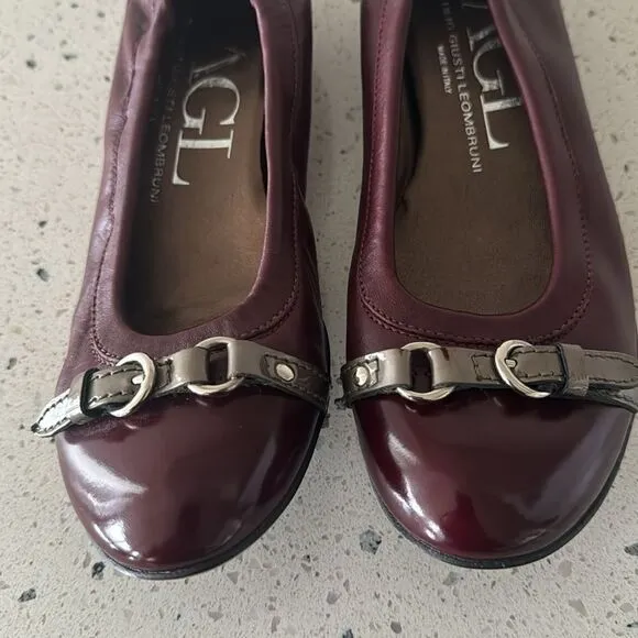 AGL ATILIO GIUSTI LEOMBRUNI Monika Ballerina Flats Leather Cap Toe Size EU 37.5
