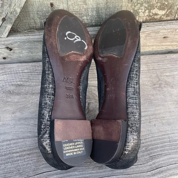 AGL Monika Cap Toe Ballet Flats Glittery Shimmer Size 8.5 EU 38.5