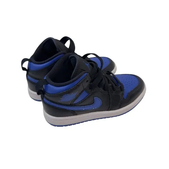 Air Jordan 1 Mid GS Black/Blue Youth High Top Sneakers Size 12C