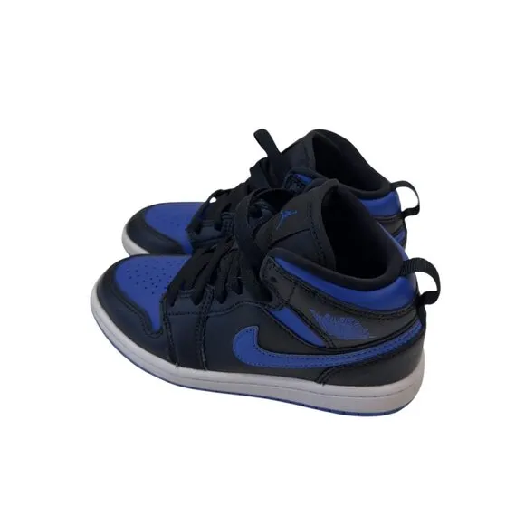 Air Jordan 1 Mid GS Black/Blue Youth High Top Sneakers Size 12C