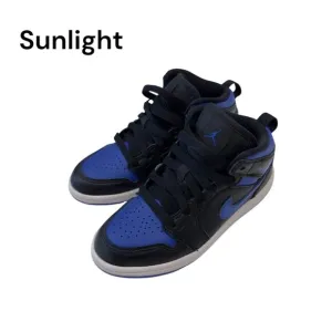 Air Jordan 1 Mid GS Black/Blue Youth High Top Sneakers Size 12C