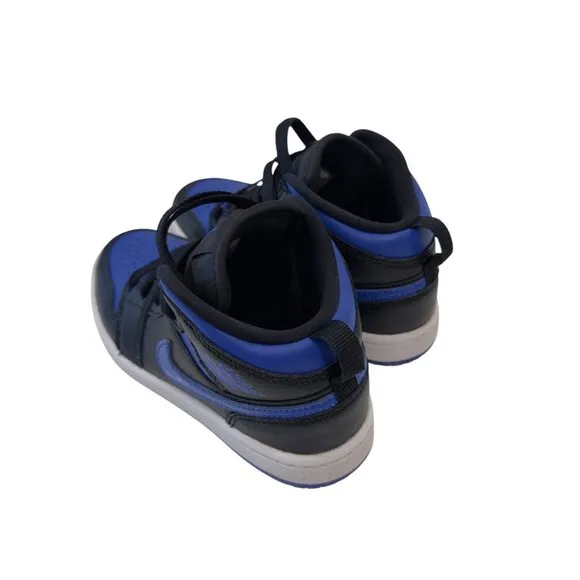 Air Jordan 1 Mid GS Black/Blue Youth High Top Sneakers Size 12C