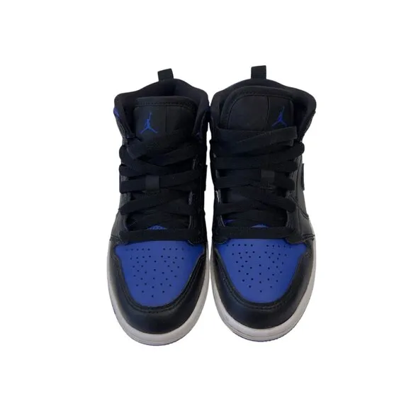 Air Jordan 1 Mid GS Black/Blue Youth High Top Sneakers Size 12C