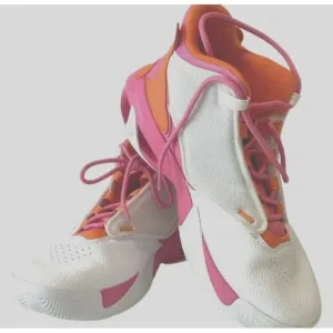 Air Jordan 6.5Y Girls Basketball Shoes White Pink Orange Athletic Sneakers