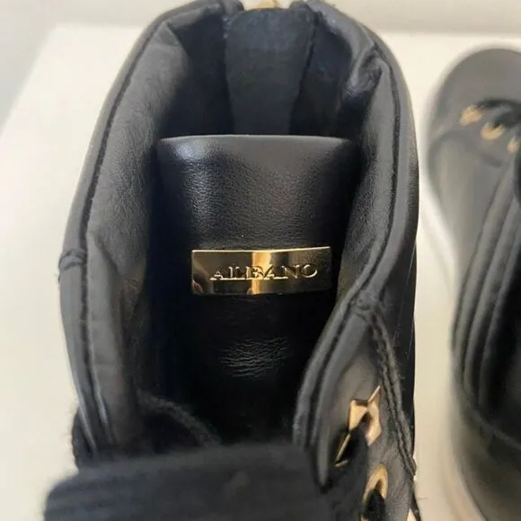 Albano High Top Fashion Sneakers Black Leather Zip Back 1013 Women's Size 40
