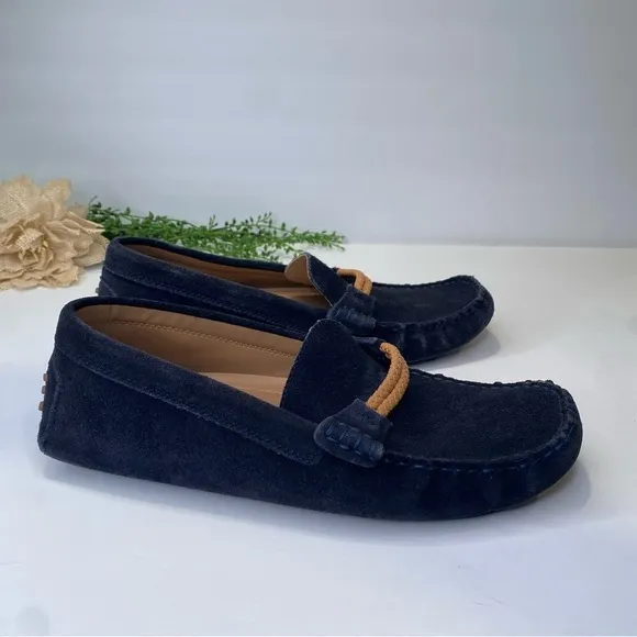 Aldo Blue Suede Driving Moccasin Slip On Loafers Size 9.5M Braided Detail Top