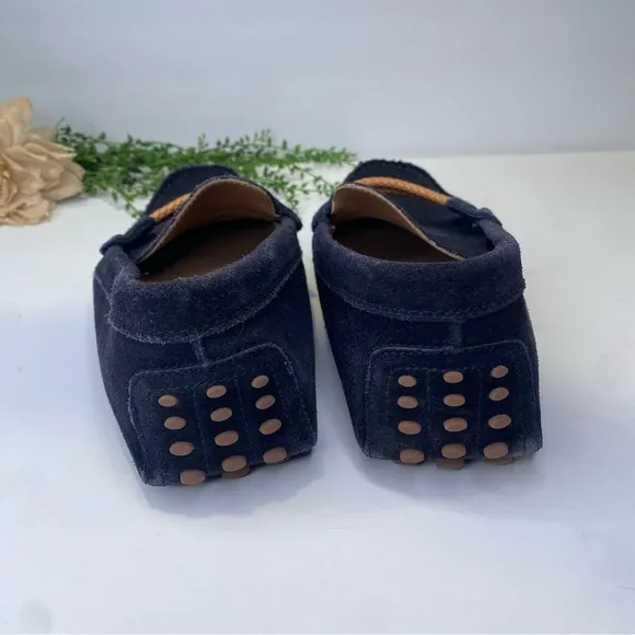 Aldo Blue Suede Driving Moccasin Slip On Loafers Size 9.5M Braided Detail Top