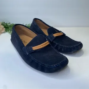 Aldo Blue Suede Driving Moccasin Slip On Loafers Size 9.5M Braided Detail Top