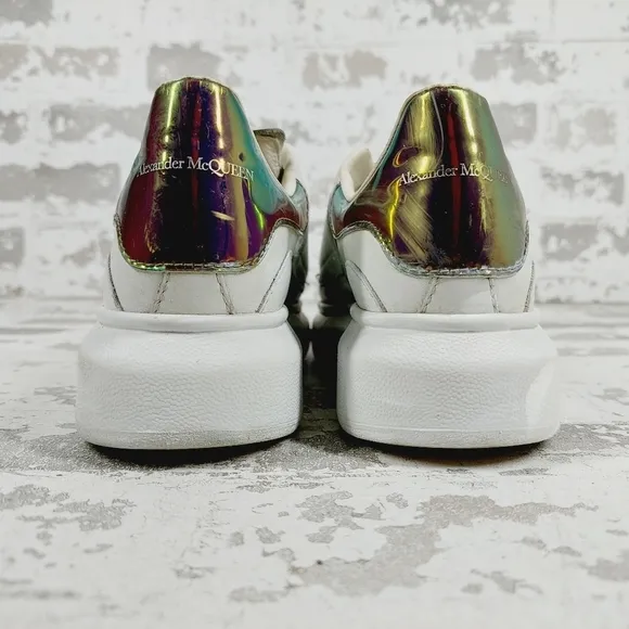 Alexander McQueen White Leather Oversized Grip Athleisure Running Sneakers E215