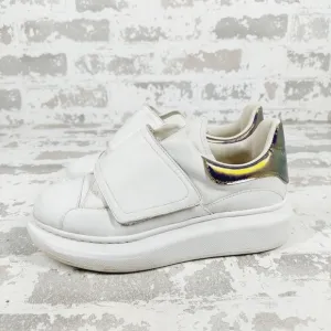 Alexander McQueen White Leather Oversized Grip Athleisure Running Sneakers E215