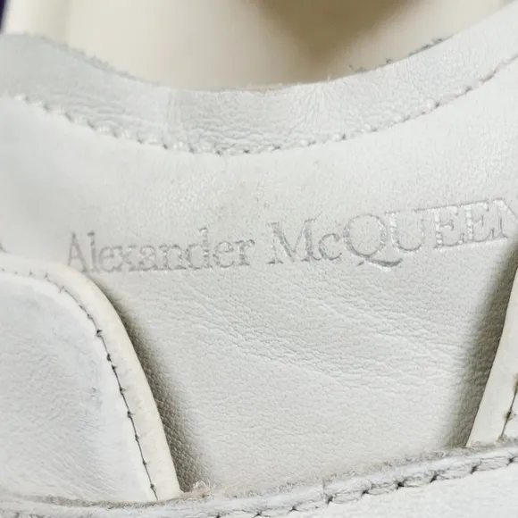 Alexander McQueen White Leather Oversized Grip Athleisure Running Sneakers E215
