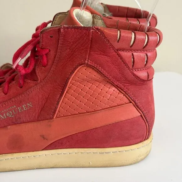 Alexander McQueen x Puma Joustesse Mid II Mens 9 Red Leather Lace Up High Top