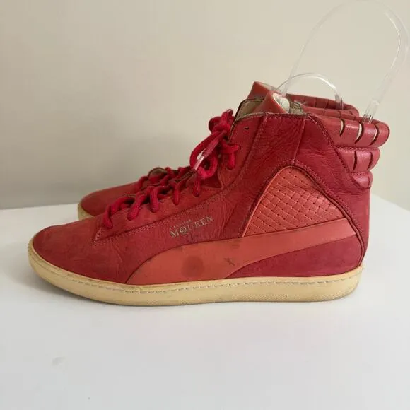 Alexander McQueen x Puma Joustesse Mid II Mens 9 Red Leather Lace Up High Top