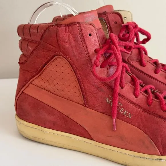 Alexander McQueen x Puma Joustesse Mid II Mens 9 Red Leather Lace Up High Top