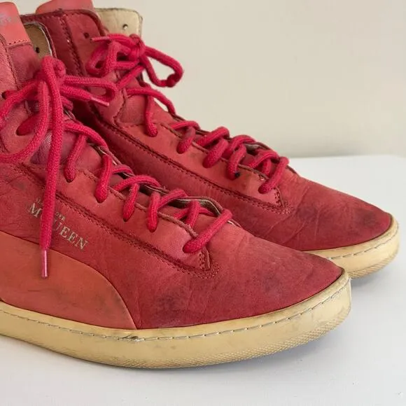 Alexander McQueen x Puma Joustesse Mid II Mens 9 Red Leather Lace Up High Top