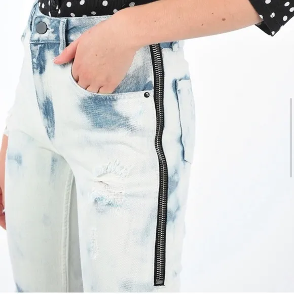 Alexander Wang Cult Side Zip In Bleach Out Jeans Size 25 Distressed High Rise