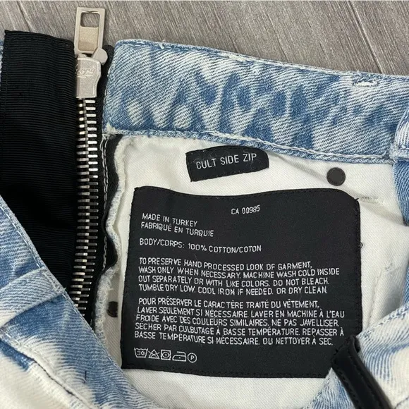 Alexander Wang Cult Side Zip In Bleach Out Jeans Size 25 Distressed High Rise