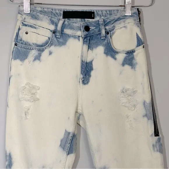 Alexander Wang Cult Side Zip In Bleach Out Jeans Size 25 Distressed High Rise